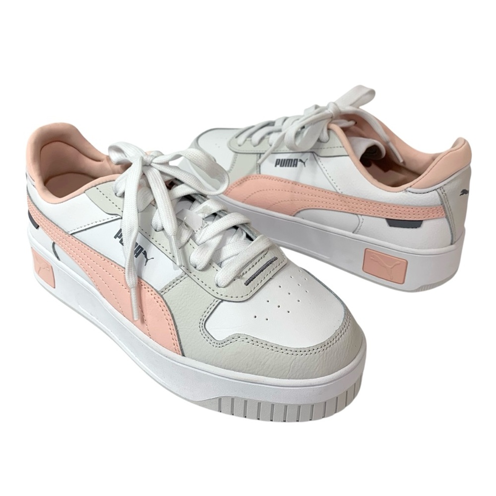 NEW Puma Women Carina Street Platform Sneakers Sz 9 White Glacial Grey Rose Dust